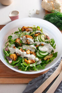Roasted Cauliflower Salad with Healthy Ranch Dressing
