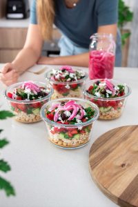 Easy Brown Rice Mediterranean Salad Jar (Meal-Prep)