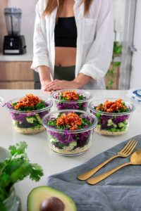 Forbidden Rice & Kimchi Salad with Ginger Almond Dressing