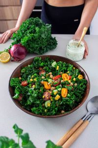 Kale & Chickpea Salad w/ Healthy Ranch Dressing