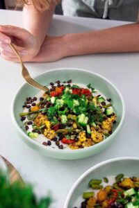 Roasted Cauliflower Bowl with Creamy Garlic Sauce