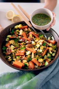 Crispy Rice and Shredded Brussels Sprouts Bowl