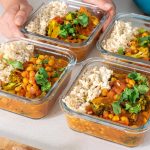 Chickpea Curry Meal Prep in containers