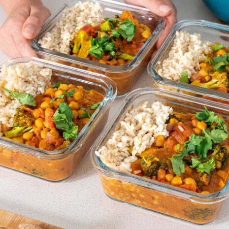 Chickpea Curry Meal Prep in containers