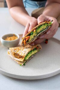 15-Minute Black Bean Avocado Tortilla Wraps (Chipotle Cream)