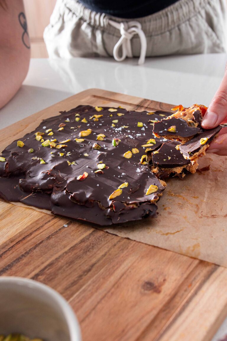 Date Bark with Peanut Butter & Dark Chocolate (Viral TikTok)