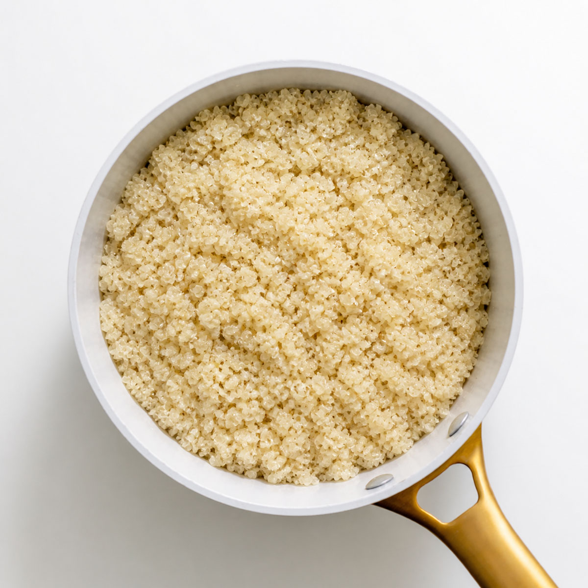 Freshly cooked quinoa in a pot.