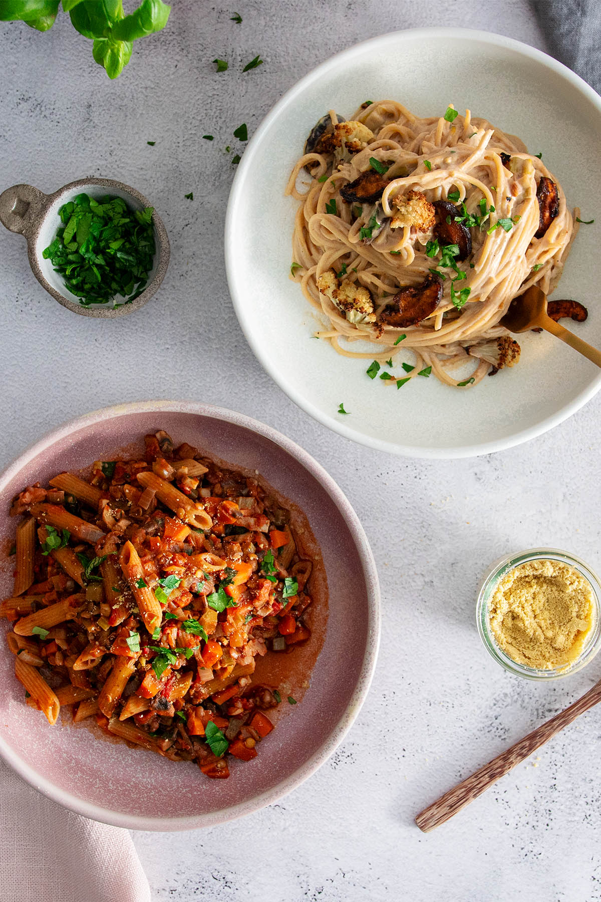 Vibrant, nourishing pasta dishes as featured in The Ultimate Plant-Based Cookbook by Sarah Cobacho