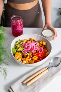 Buffalo Cauliflower Salad with Healthy Ranch Dressing