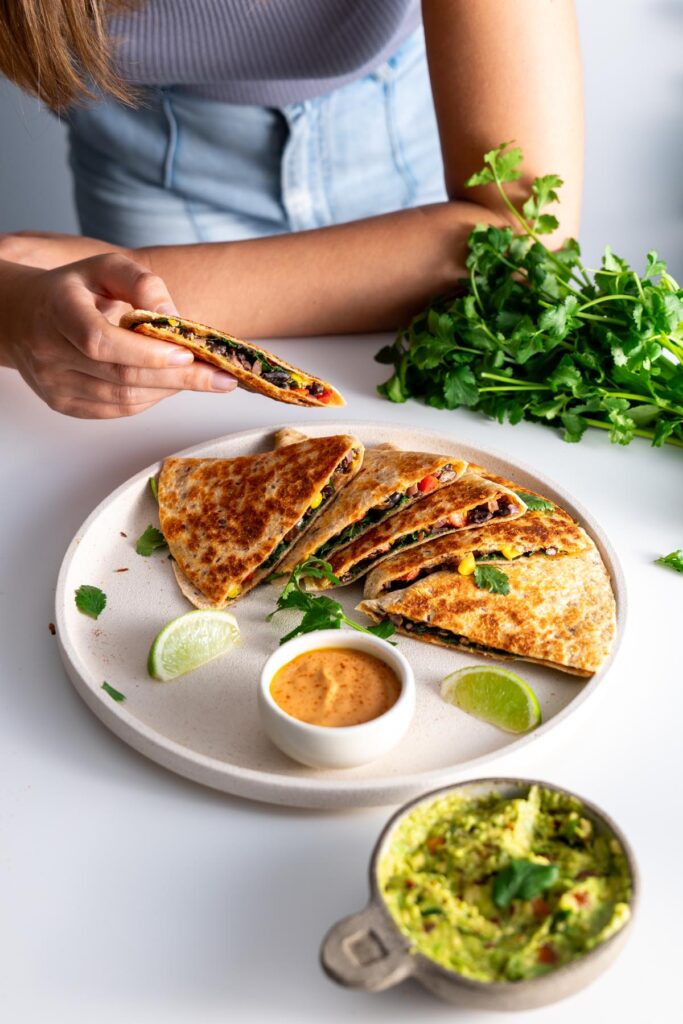 Vegan Black Bean Quesadillas with Dairy-Free Cashew Queso