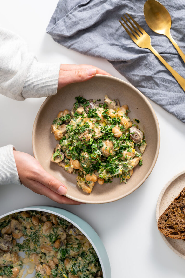 High Protein Creamy Miso Butter Beans with Kale