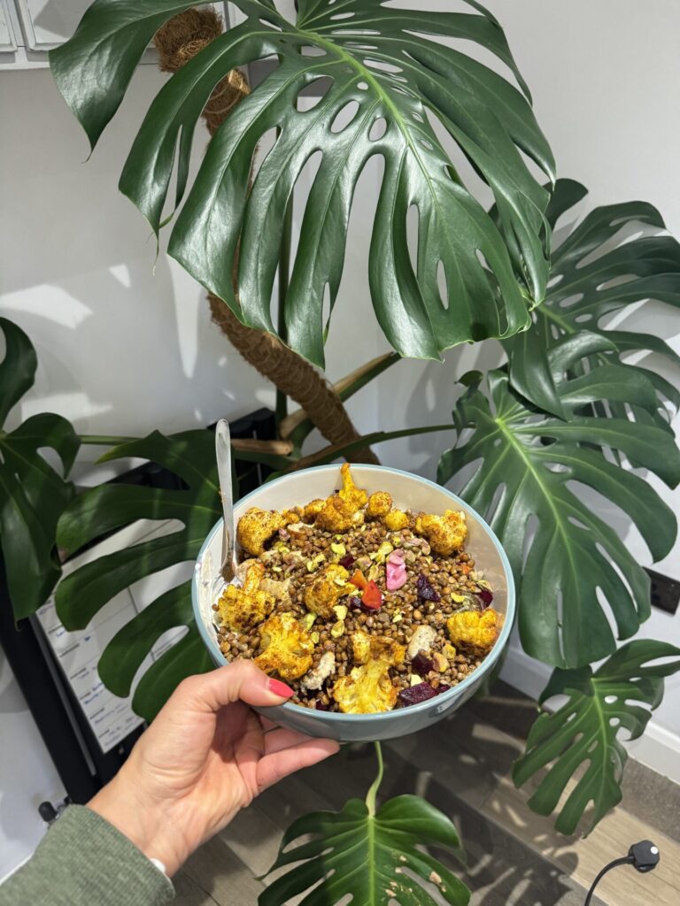 Chelsea Lea MacColl's Roasted Cauliflower Bowl with Tzatziki & Crispy Lentils
