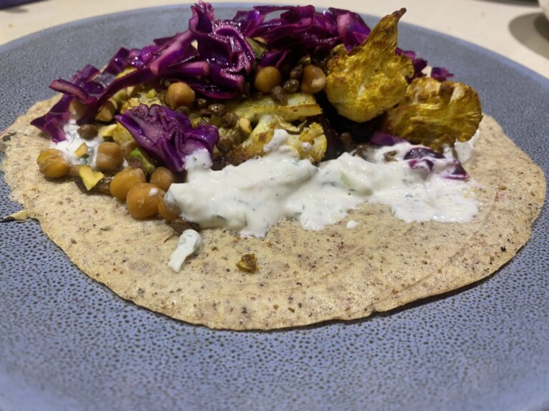 Nicole's Roasted Cauliflower Bowl with Tzatziki & Crispy Lentils
