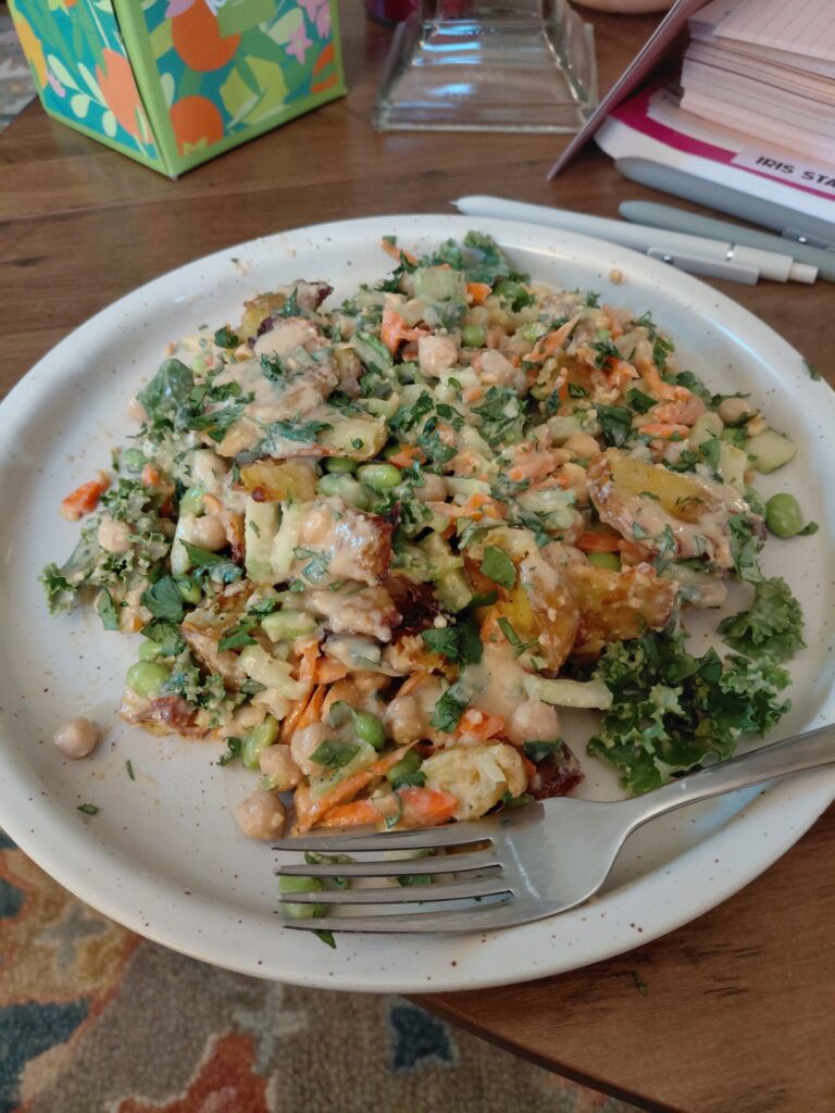Gayle's Crispy Potato Salad with Spicy Peanut Sauce