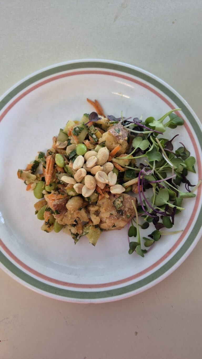 Mel's Crispy Potato Salad with Spicy Peanut Sauce