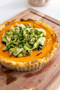 Potato Crust Tart with Zucchini and Red Pepper Sauce (Gluten-Free)