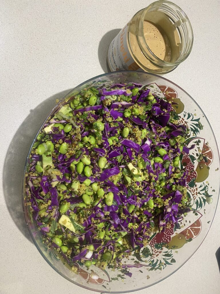 Nicole's Turmeric Quinoa and Edamame Salad with Almond Satay Dressing