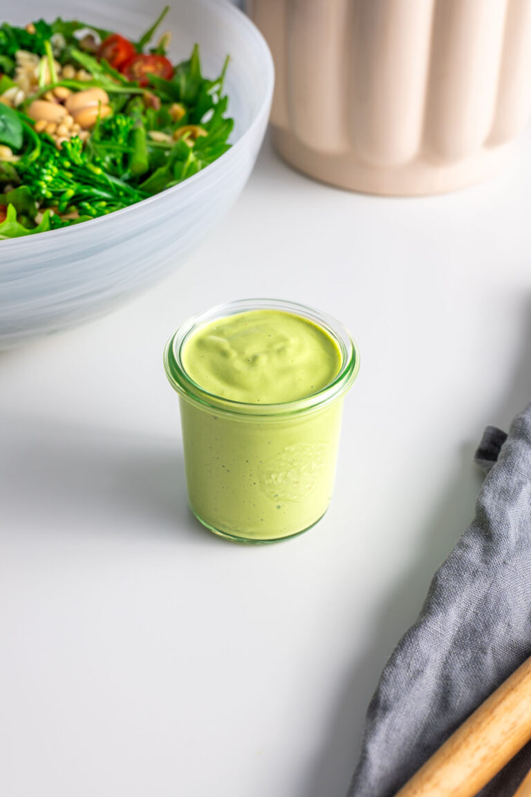 Creamy Oil-Free Almond Pesto Dressing