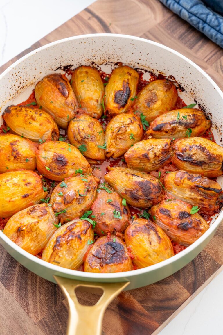 Vegan Stuffed Onions with Lentils and Rice (Mediterranean)